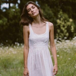 Kara Thoms linen Deia dress in cream